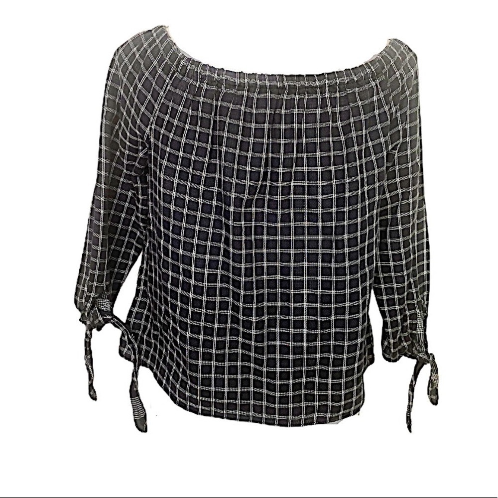 MADEWELL Off Shoulder Plaid Blouse Size XXS - Picture 3 of 3
